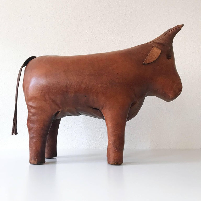 Original Leather Bull Footstool or Ottoman by Dimitri Omersa, 1960s ...
