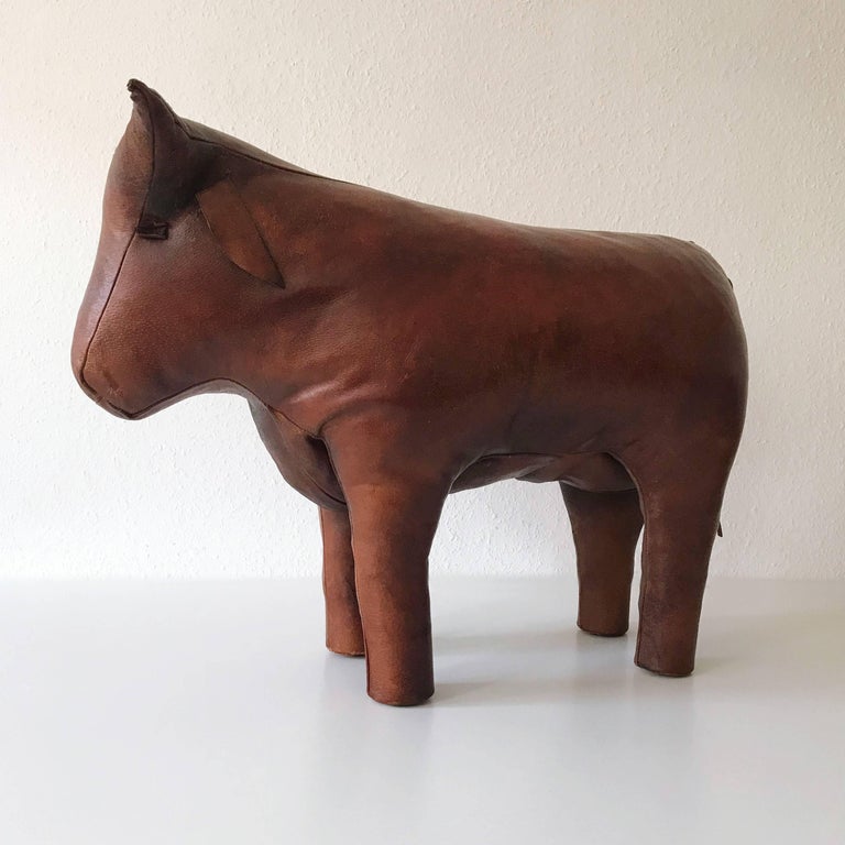 Original Leather Bull Footstool or Ottoman by Dimitri Omersa, 1960s ...