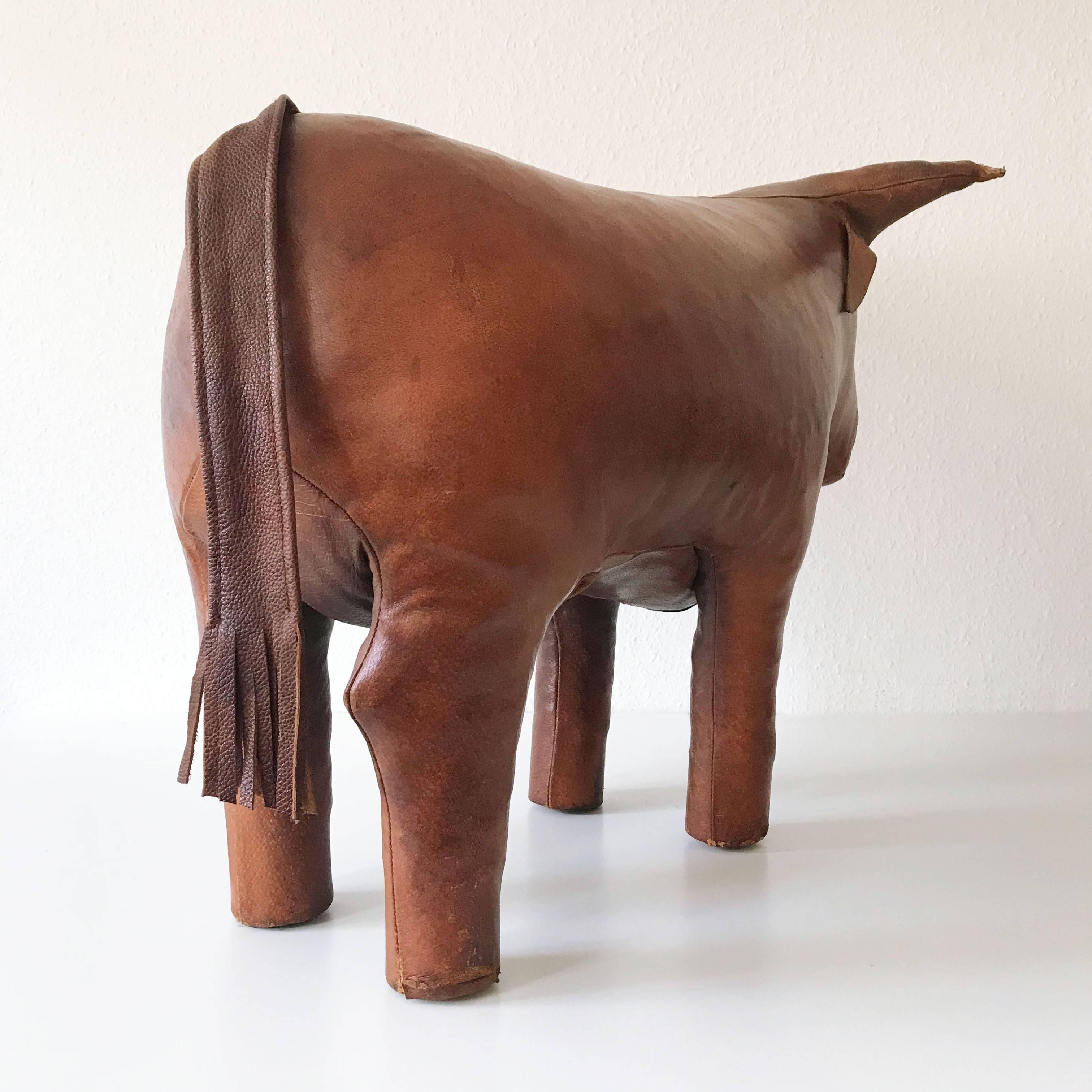 Original Leather Bull Footstool or Ottoman by Dimitri Omersa, 1960s, England 1
