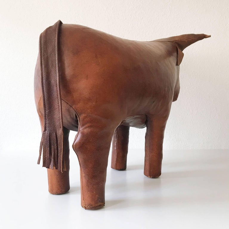 Original Leather Bull Footstool or Ottoman by Dimitri Omersa, 1960s ...