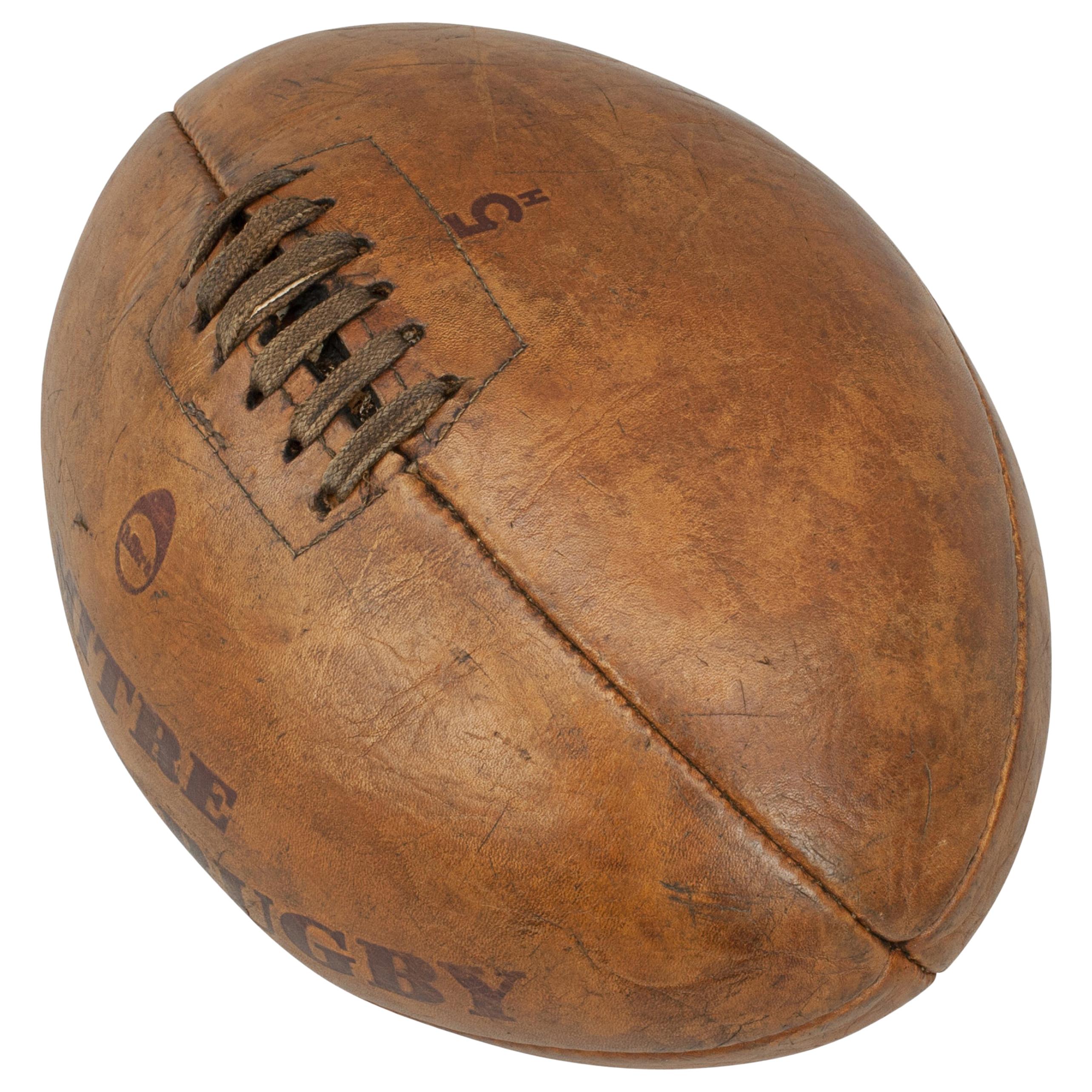 Original Leather Mitre Rugby Ball, No 5, Four-Panel