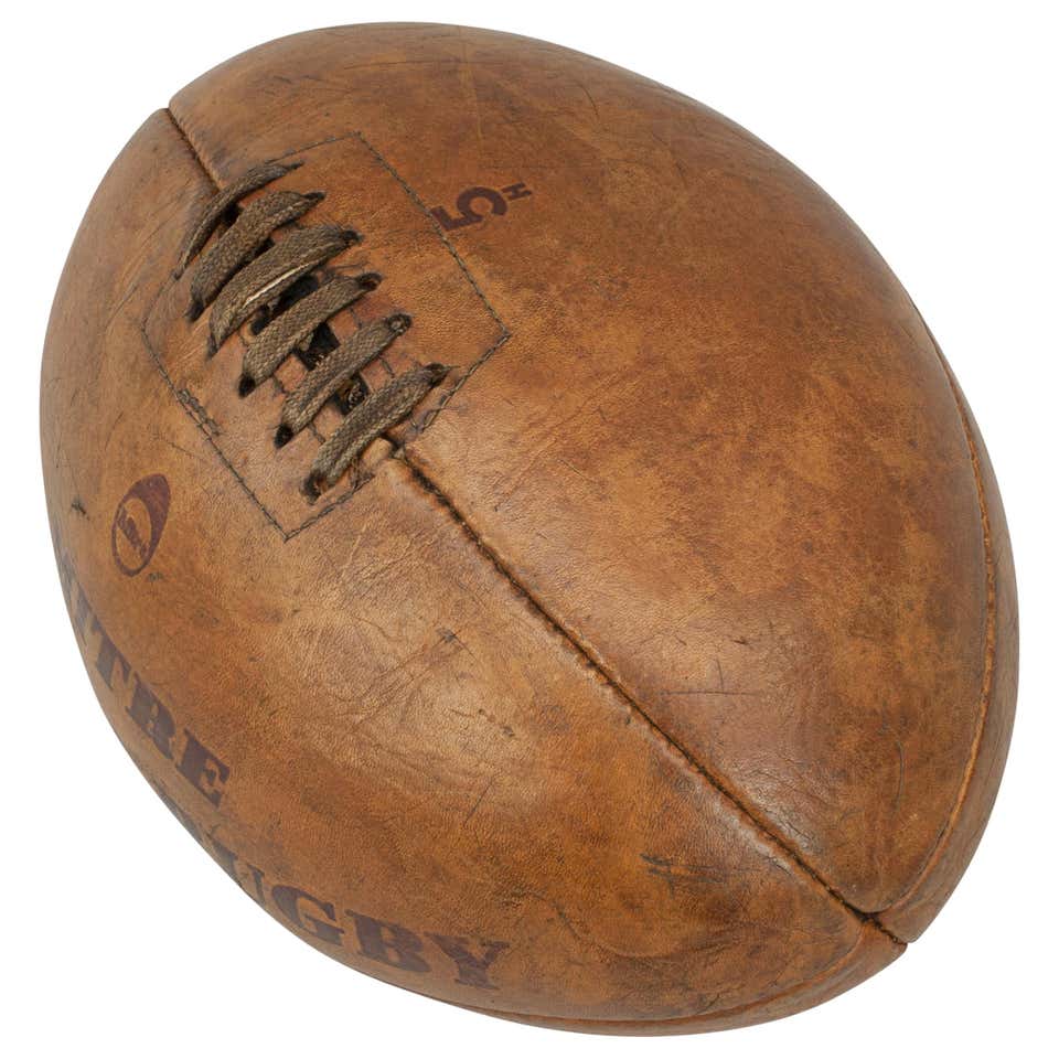 Vintage Four-Panel Leather Rugby Ball For Sale at 1stdibs