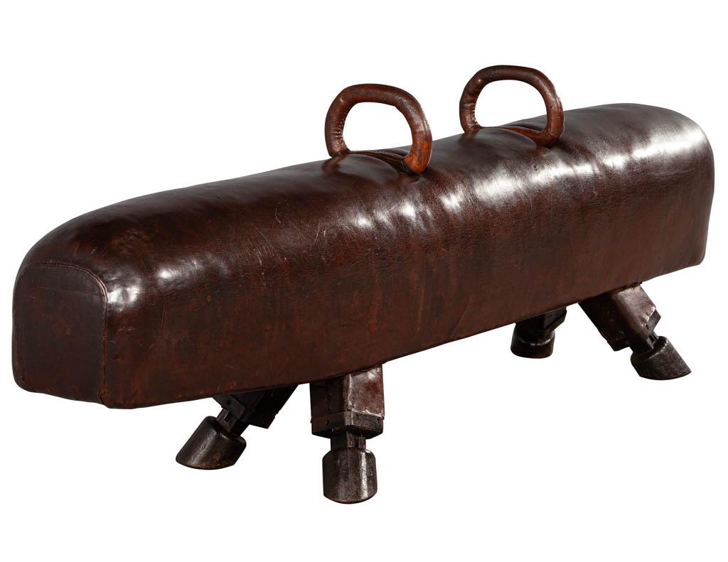 Mid-20th Century Original Leather Pommel Horse Bench