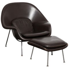 Original Leather 'Womb' Chair by Eero Saarinen for Knoll