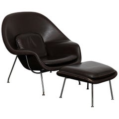 Original Leather 'Womb' Chair by Eero Saarinen for Knoll