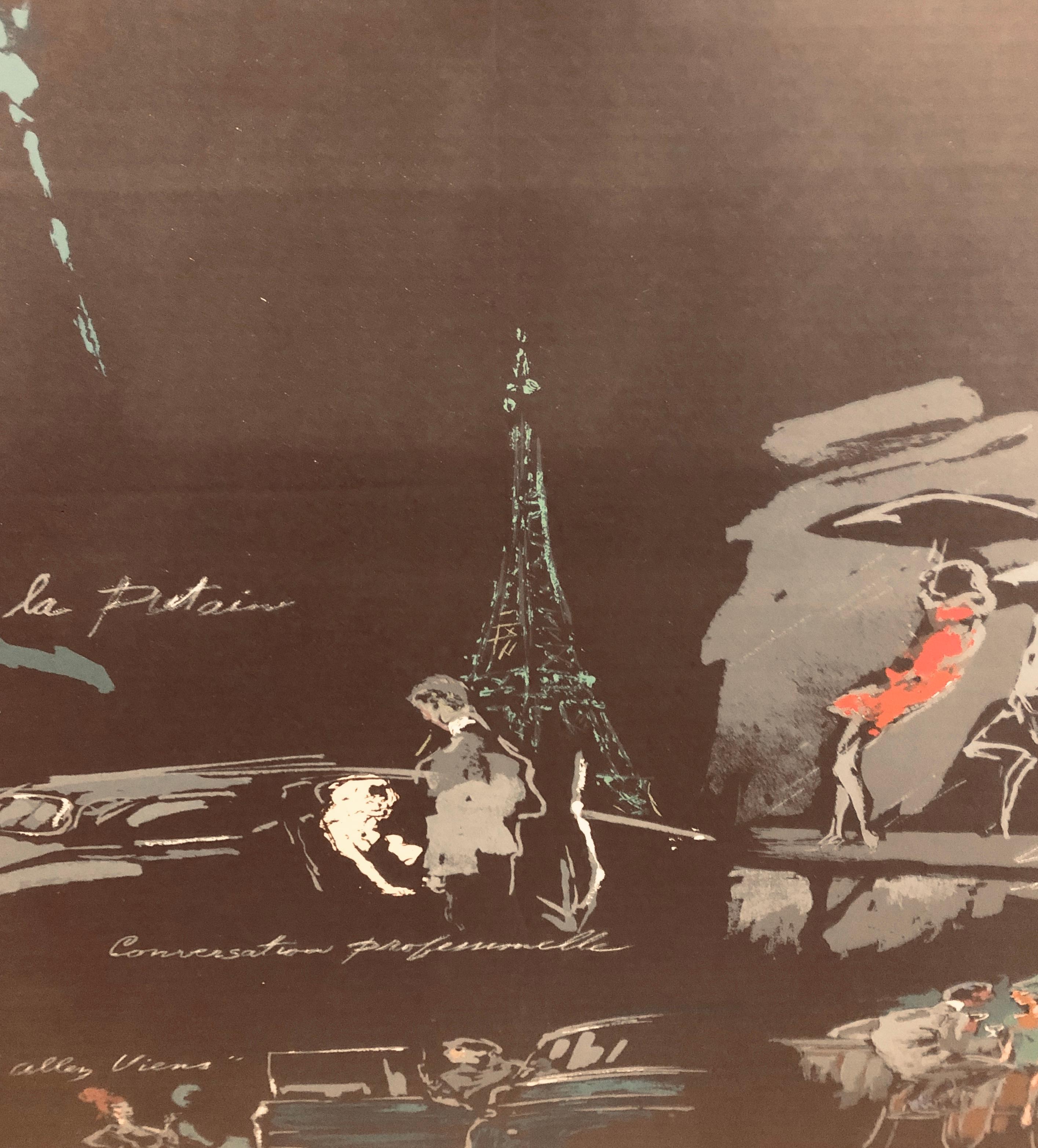 Lithographie « Prostituée Française » signée LeRoy Neiman La Nuit De Paris en vente 5