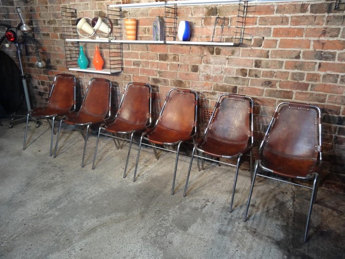 Original Les Arcs Chairs by Charlotte Perriand, 1960s, Set of six chairs In condizioni buone in vendita a Markington, GB