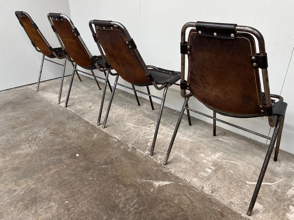 4 Original Les Arcs Vintage Architectural Dining Chairs Charlotte Perriand 1960s For Sale 5