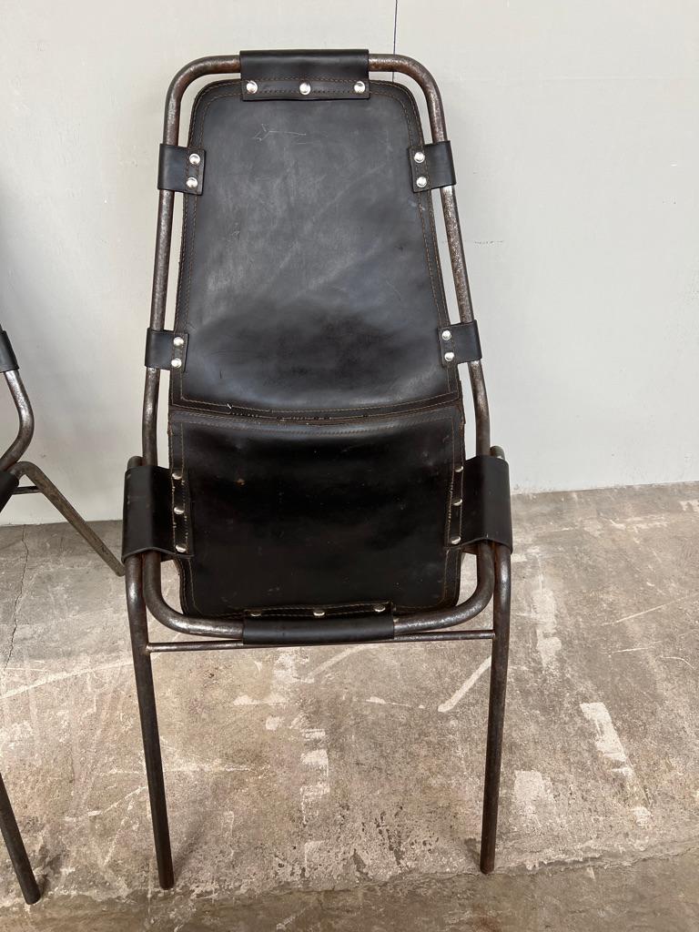 Metal 4 Original Les Arcs Vintage Architectural Dining Chairs Charlotte Perriand 1960s For Sale