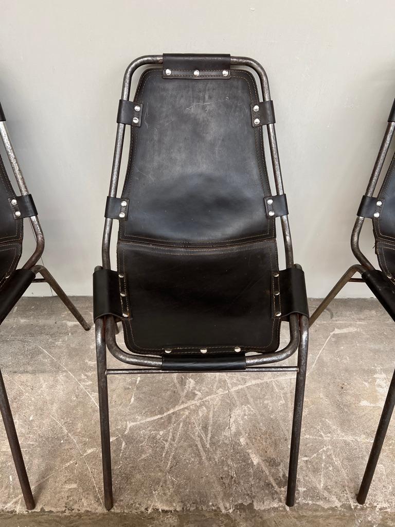 4 Original Les Arcs Vintage Architectural Dining Chairs Charlotte Perriand 1960s For Sale 1