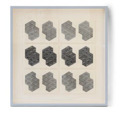 Original B&W Letterpress Prints Framed in Light Blue