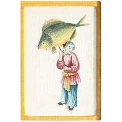 Antique Original Liberty London 19th Century Chinese Canton Brush Painting Watercolor