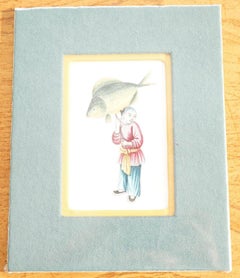 Original Liberty London 19th Century Chinese Canton Brush Painting Watercolor