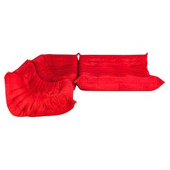 Original Ligne Roset Ecksofa Togo Couch Ducaroy Wildleder rot