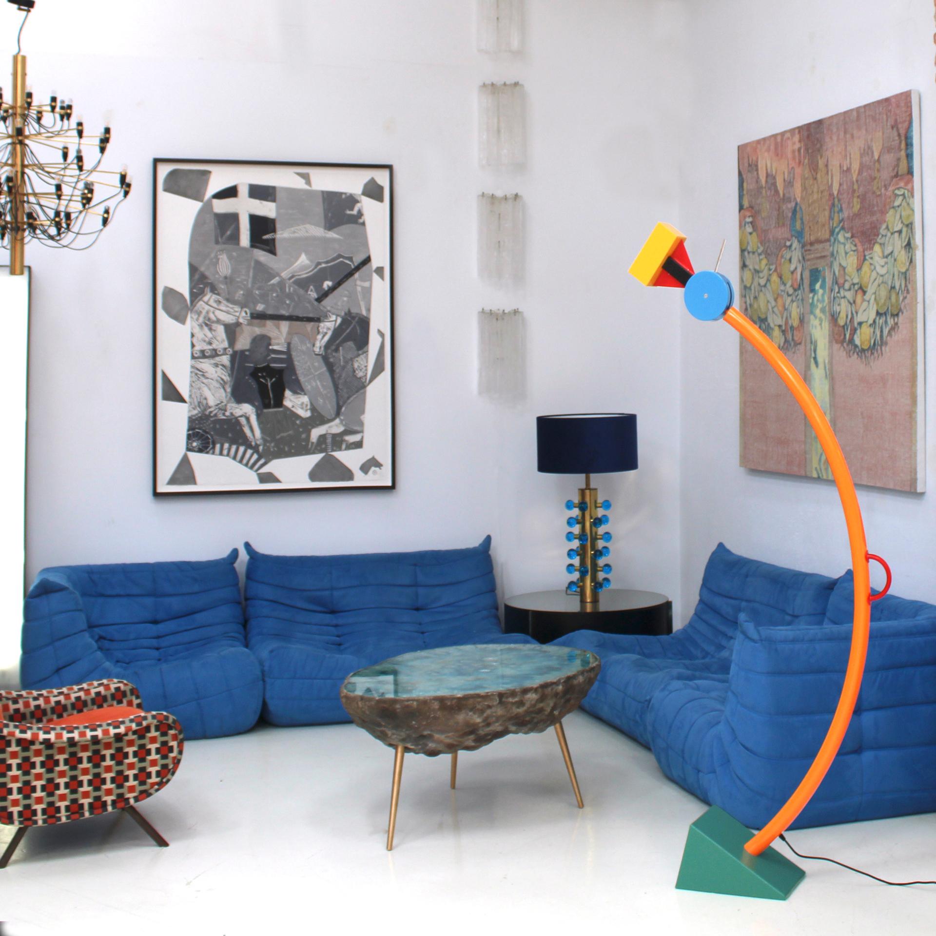 Original Ligne Roset Togo Blue Cotton Velvet Sofa Designed by Michel Ducaroy 4
