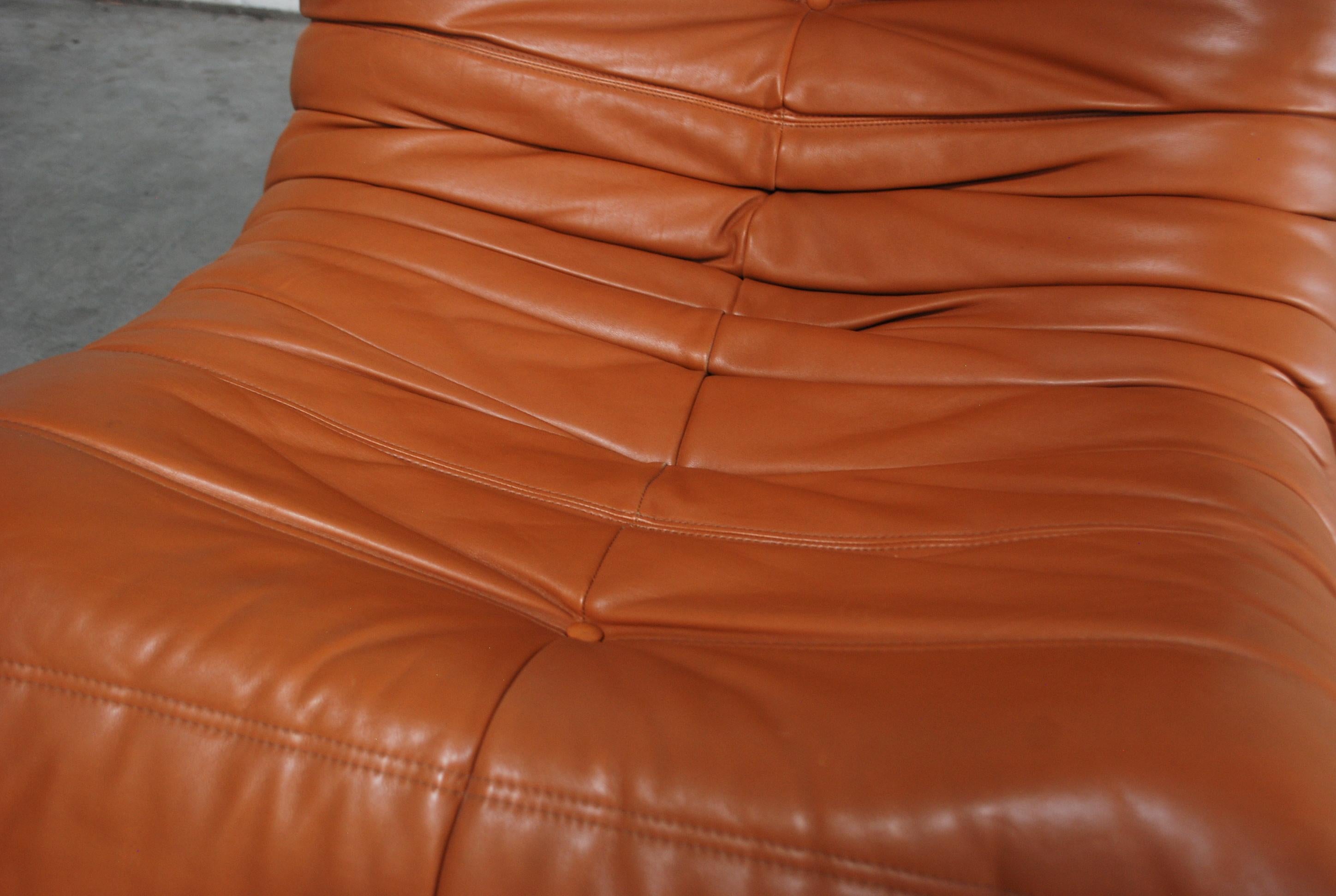 Original Ligne Roset Togo Cognac Aniline Leather Chair 9