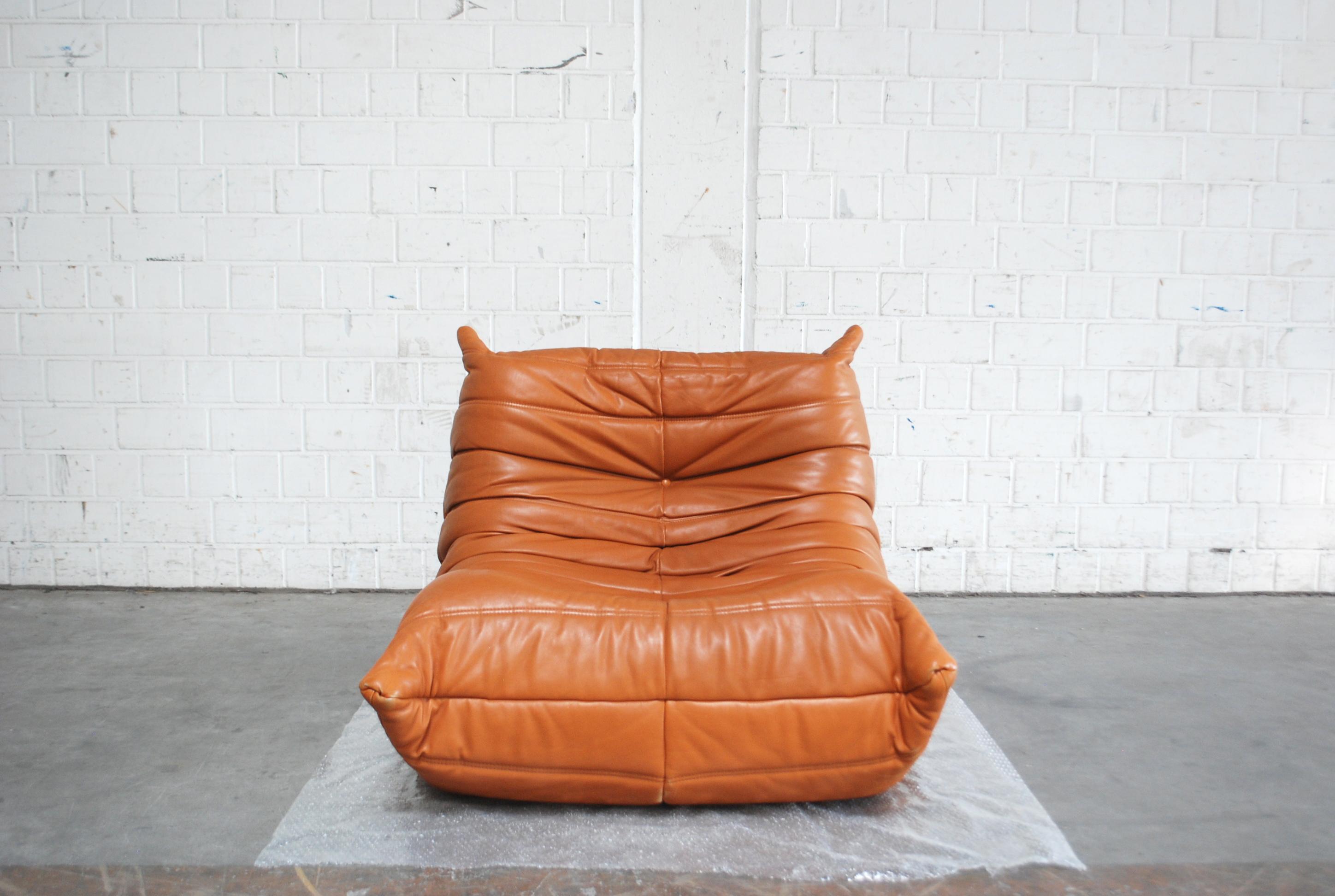 Original Ligne Roset Togo Cognac Aniline Leather Chair 8