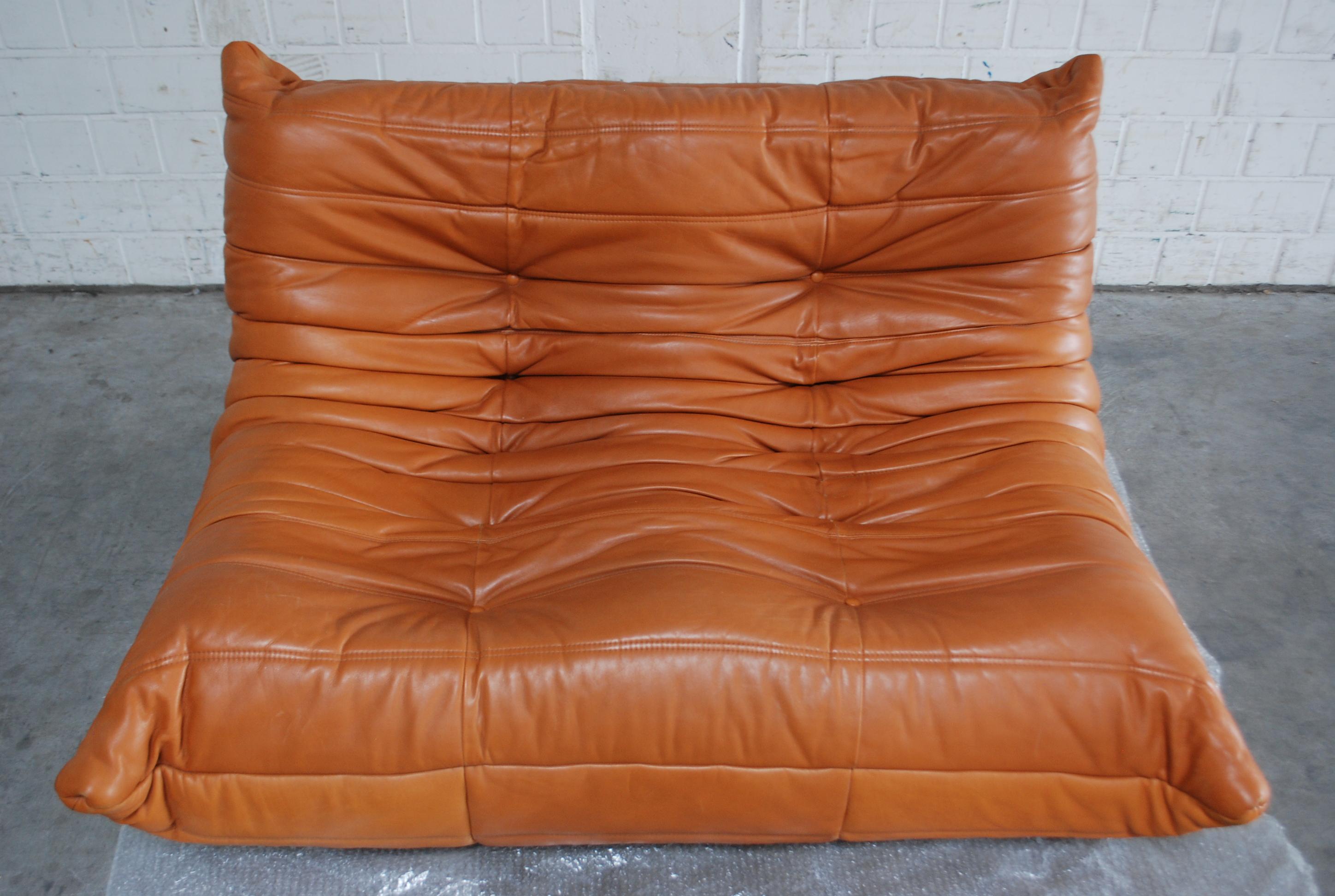 Original Ligne Roset Togo Cognac Brandy Anilinleder Sofa (Französisch)