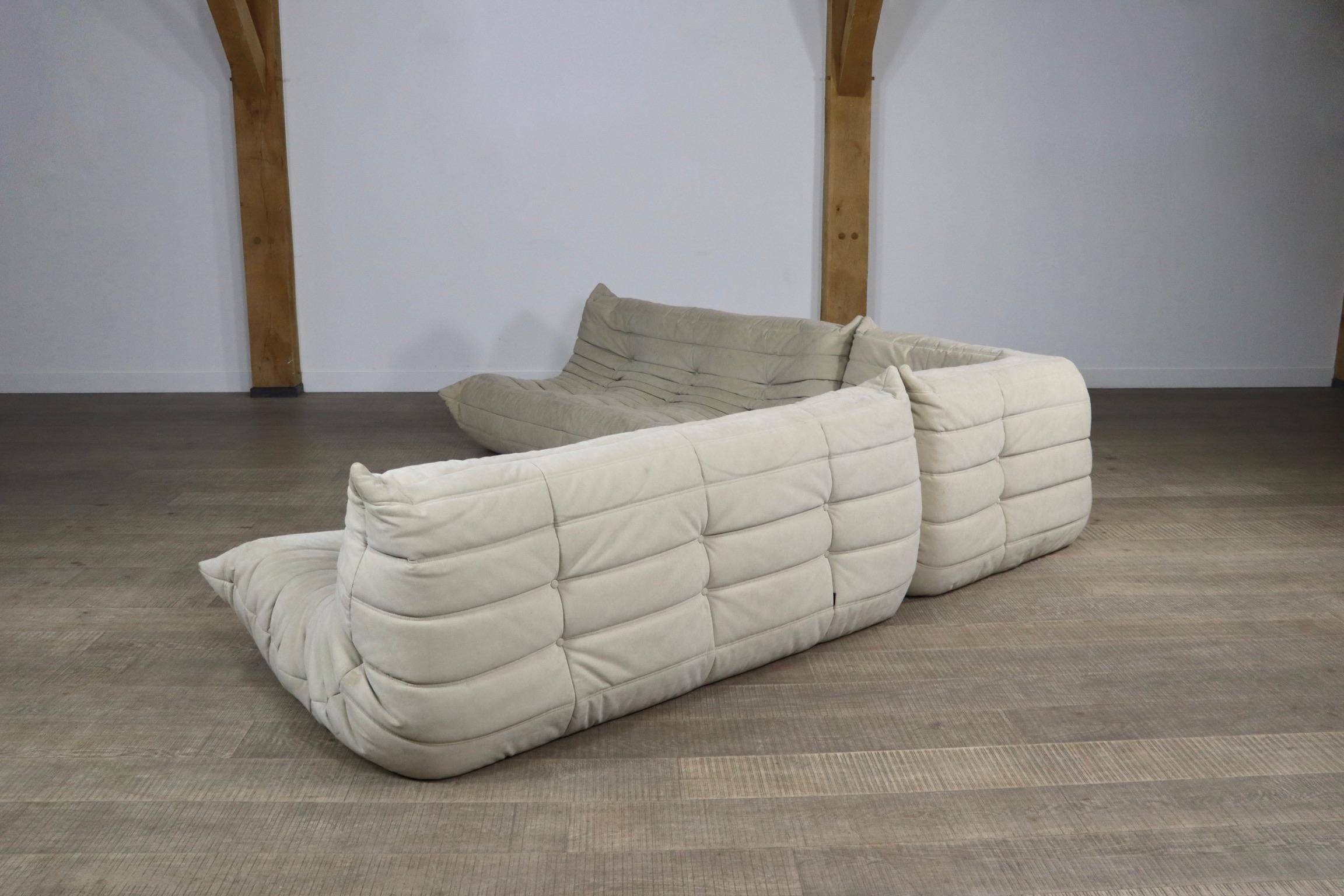 Upholstery Original Ligne Roset Togo Seating Group in Cream by Michel Ducaroy