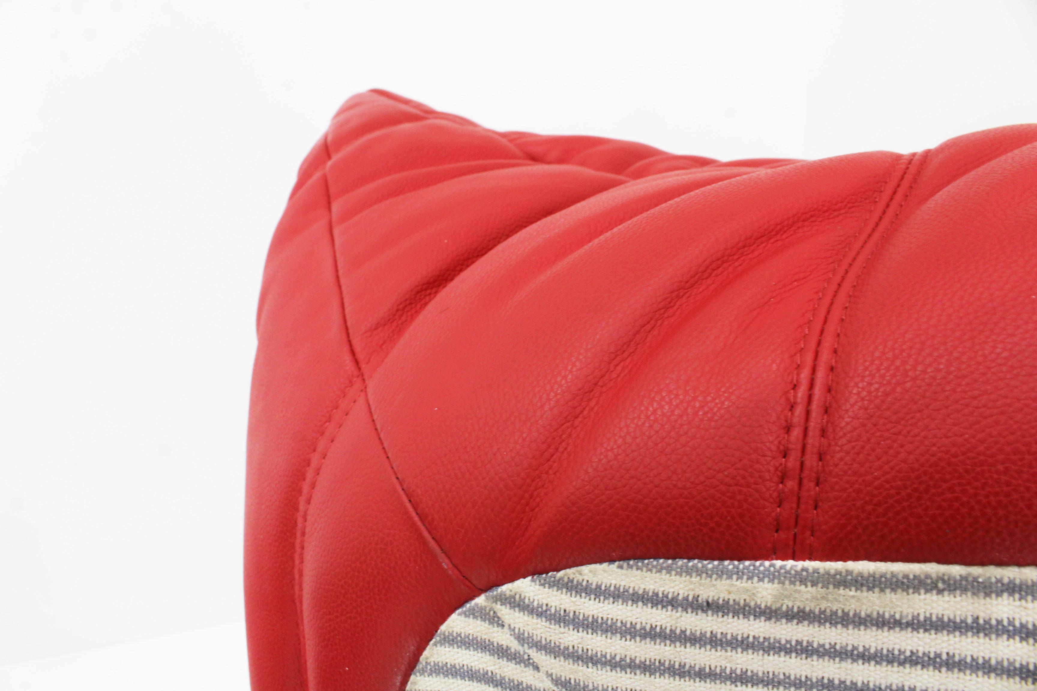 Original Ligne Roset Togo Sofa Set Red Leather 1
