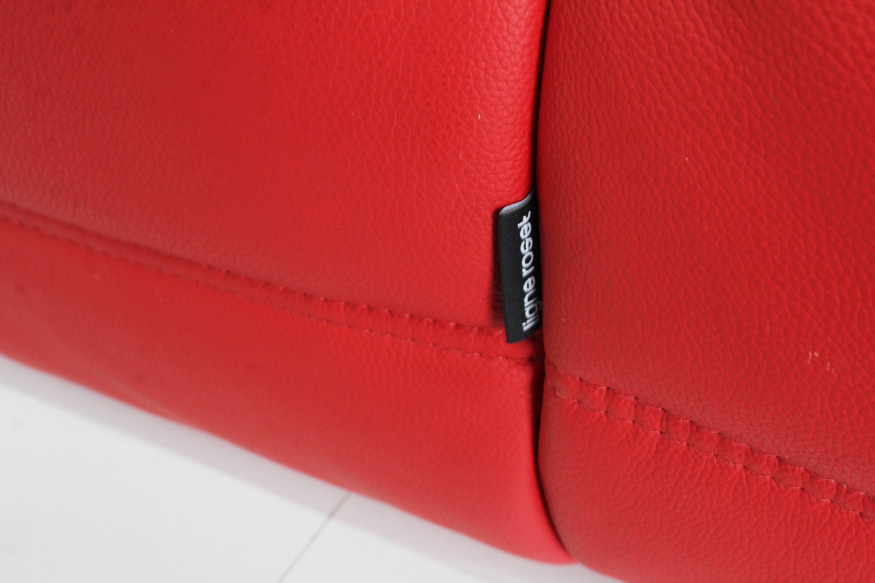 Original Ligne Roset Togo Sofa Set Red Leather 5
