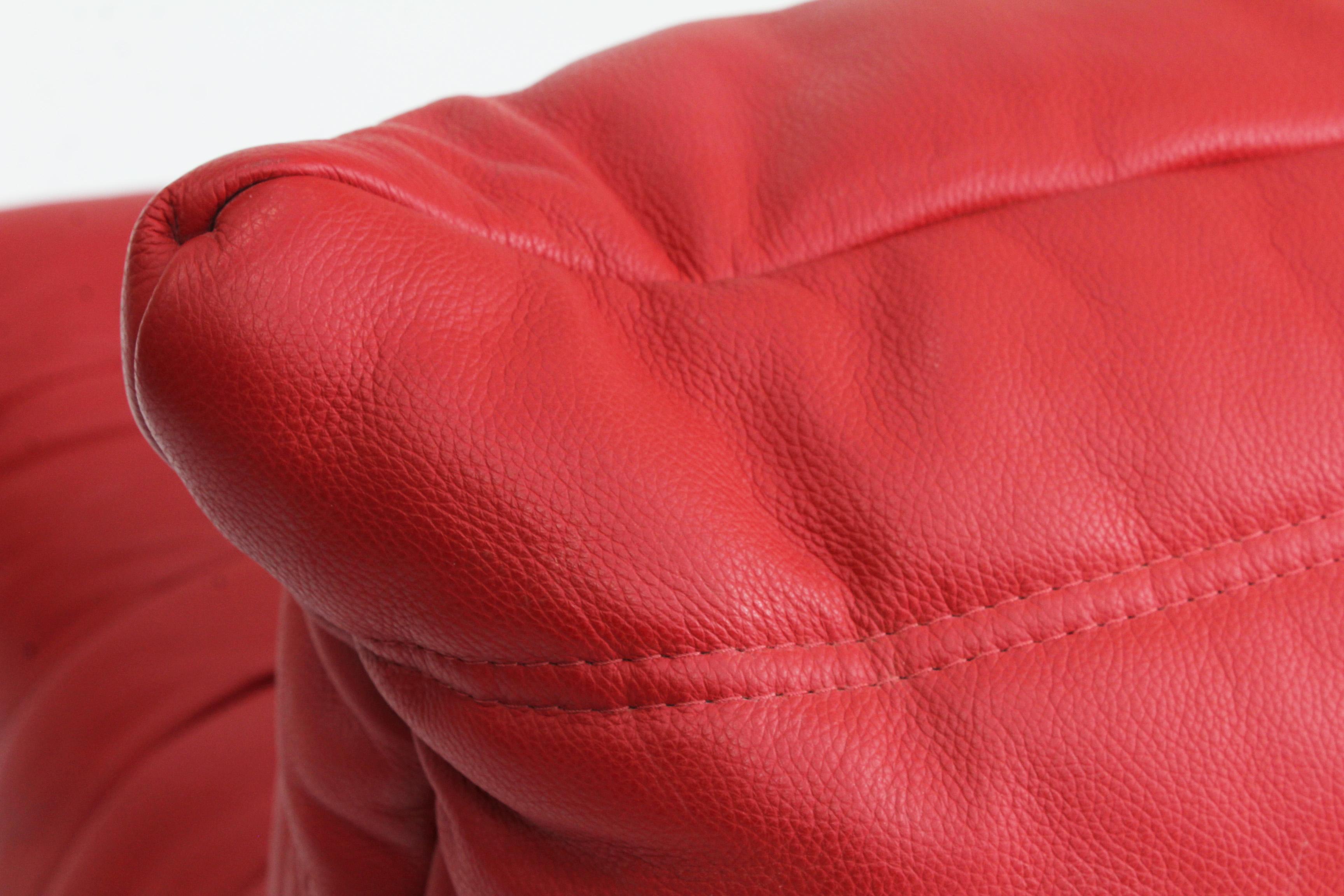 Original Ligne Roset Togo Sofa Set Red Leather 7