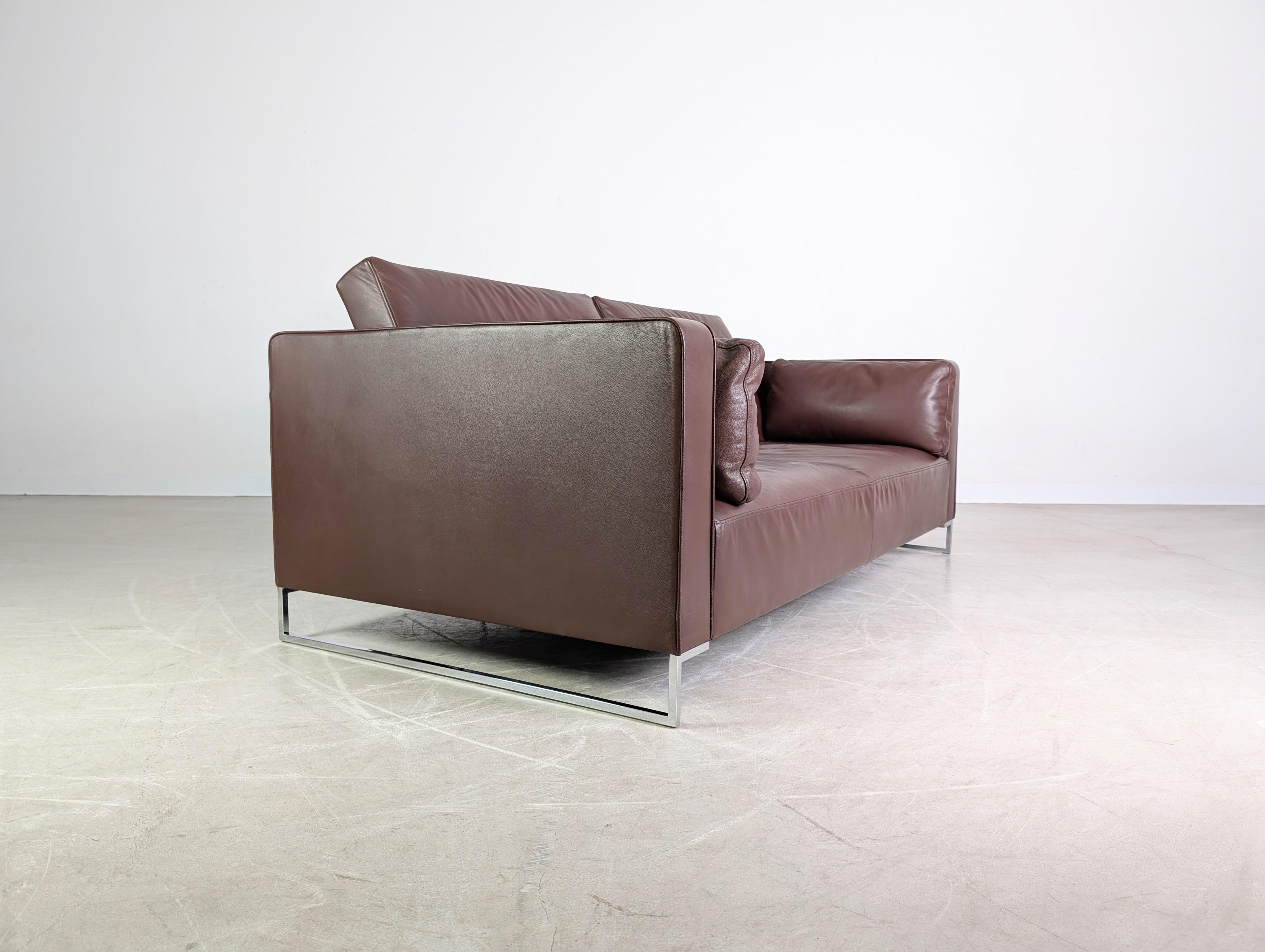 Original Ligne Roset Zweisitzer Sofa Design Couch Urbani Leder braun Francés en venta