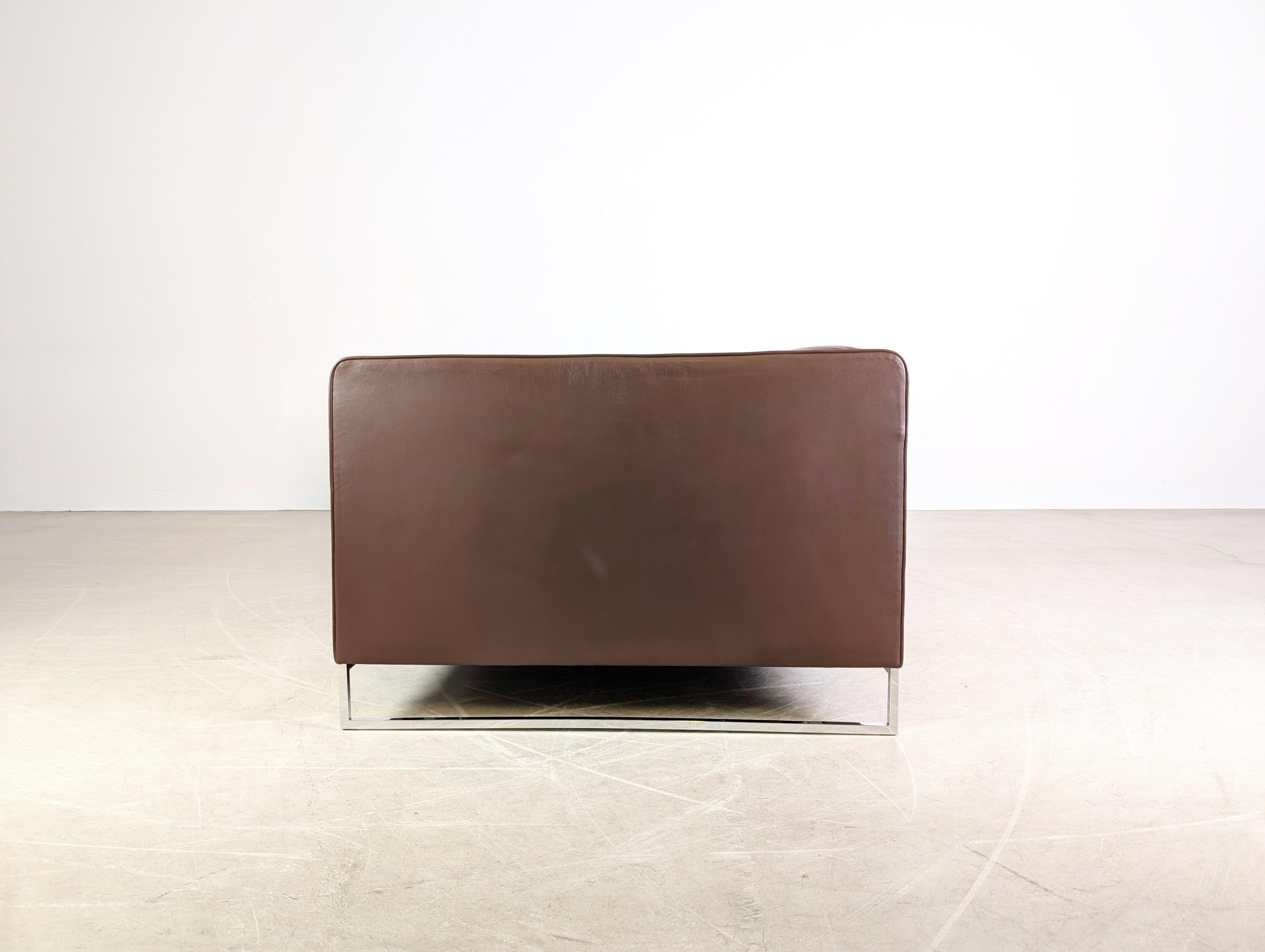 Original Ligne Roset Zweisitzer Sofa Design Couch Urbani Leder braun Cuero en venta