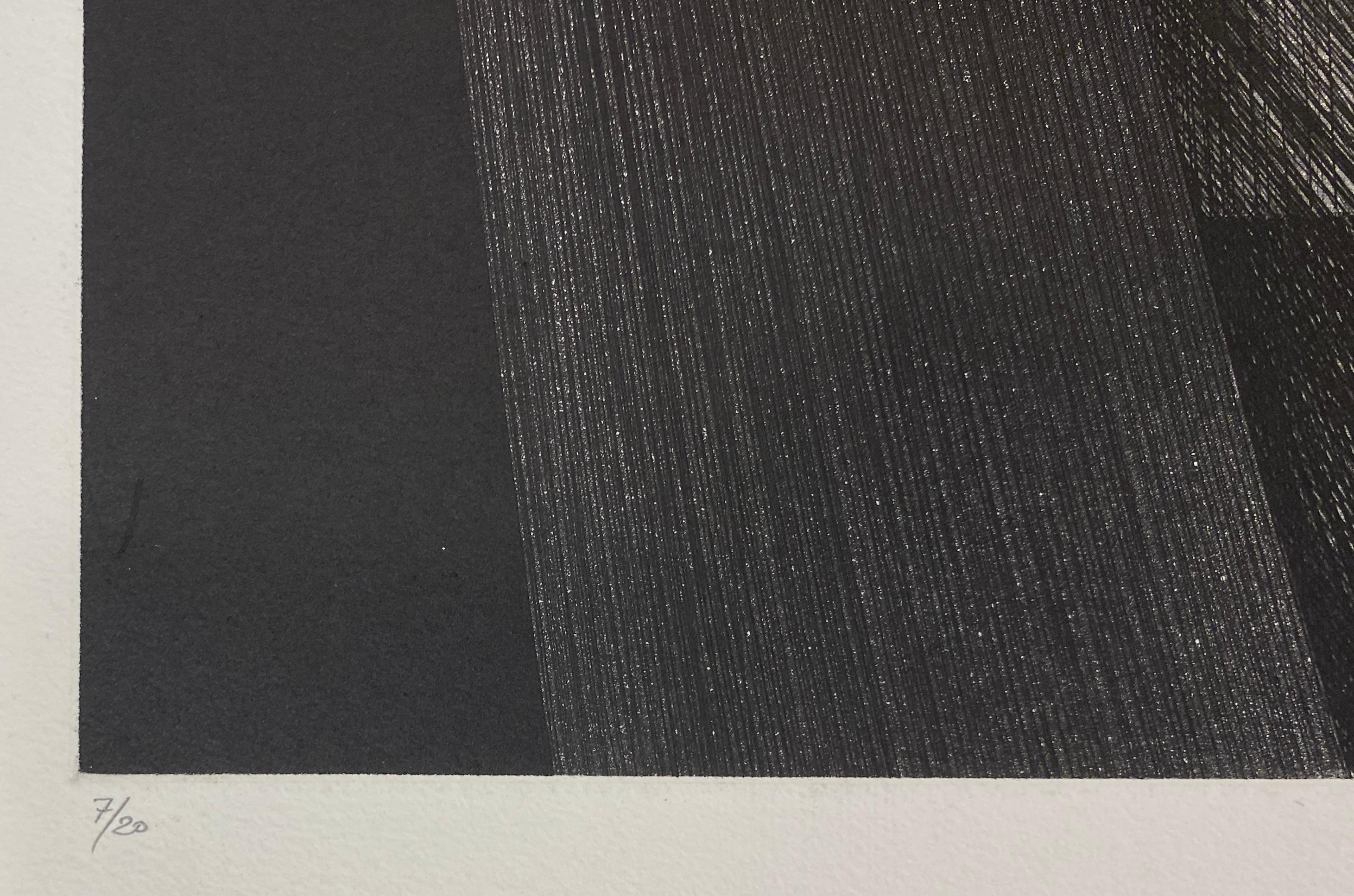 Original Lithographie in limitierter Auflage, signiert Margerie, Schwarz-Weiß-Modern-Kunst in Schwarz-Weiß (Moderne der Mitte des Jahrhunderts) im Angebot