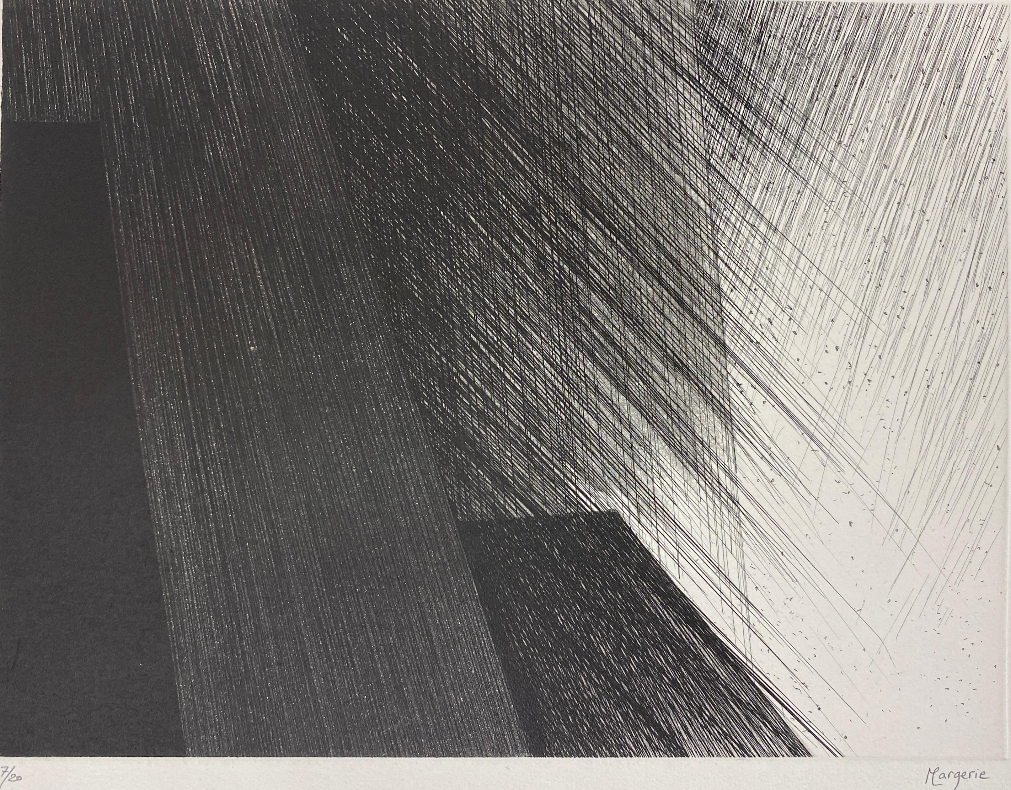 Original Lithographie in limitierter Auflage, signiert Margerie, Schwarz-Weiß-Modern-Kunst in Schwarz-Weiß im Zustand „Gut“ im Angebot in Miami, FL