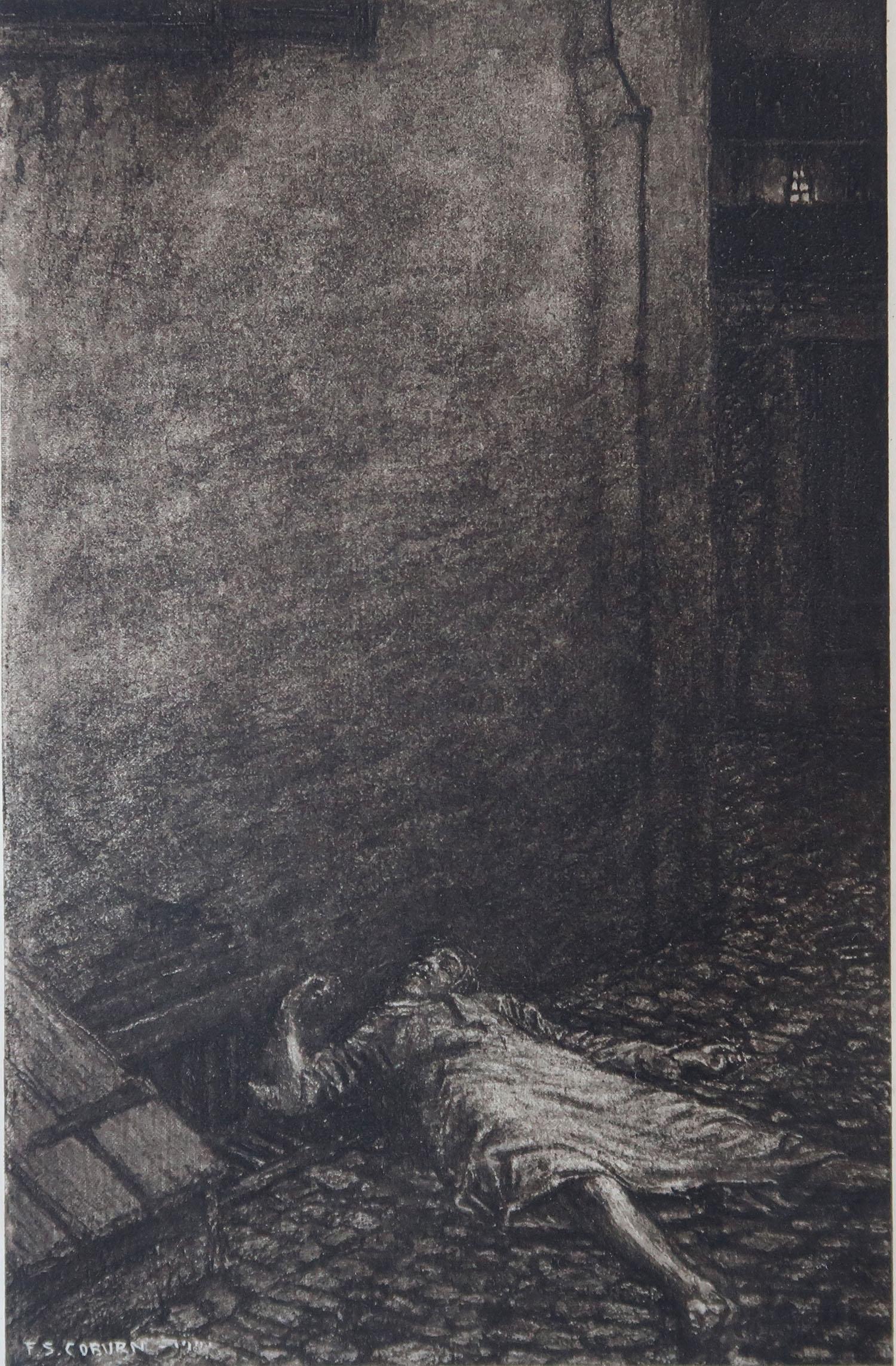 Sensational image by Frederick Simpson Coburn.

In the style of one of my favourite artists, Goya.

Photogravure.

Limited edition of 300. This is No. 84

From The Complete Works of Edgar Allen Poe.

Published by Putnam, New York.