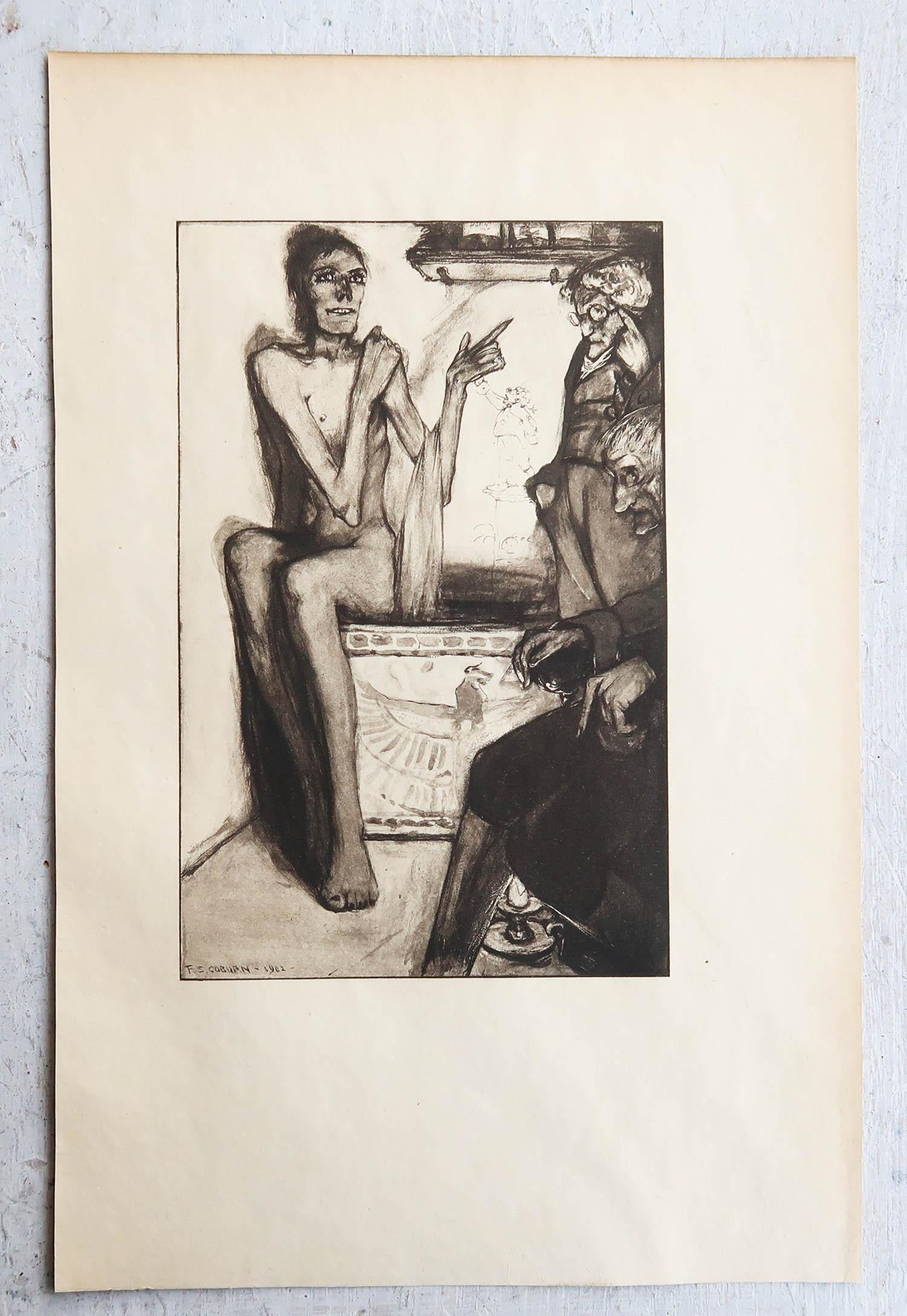 Romantic Original Limited Edition Print by Frederick S.Coburn-Words with a Mummy, 1902 For Sale