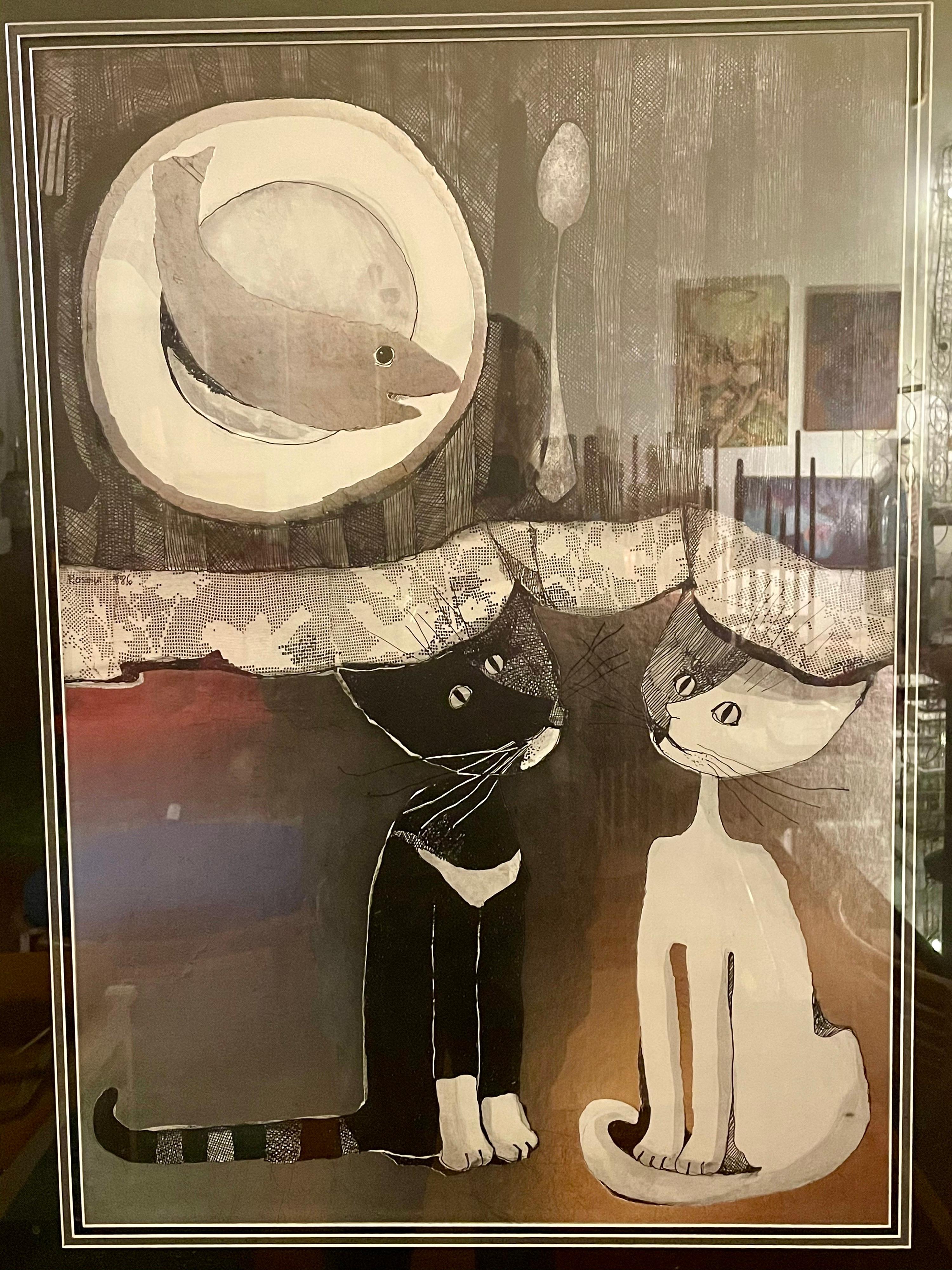 Post-Modern Original Lithograph by Listed Artist Rosina Wachtmeister
