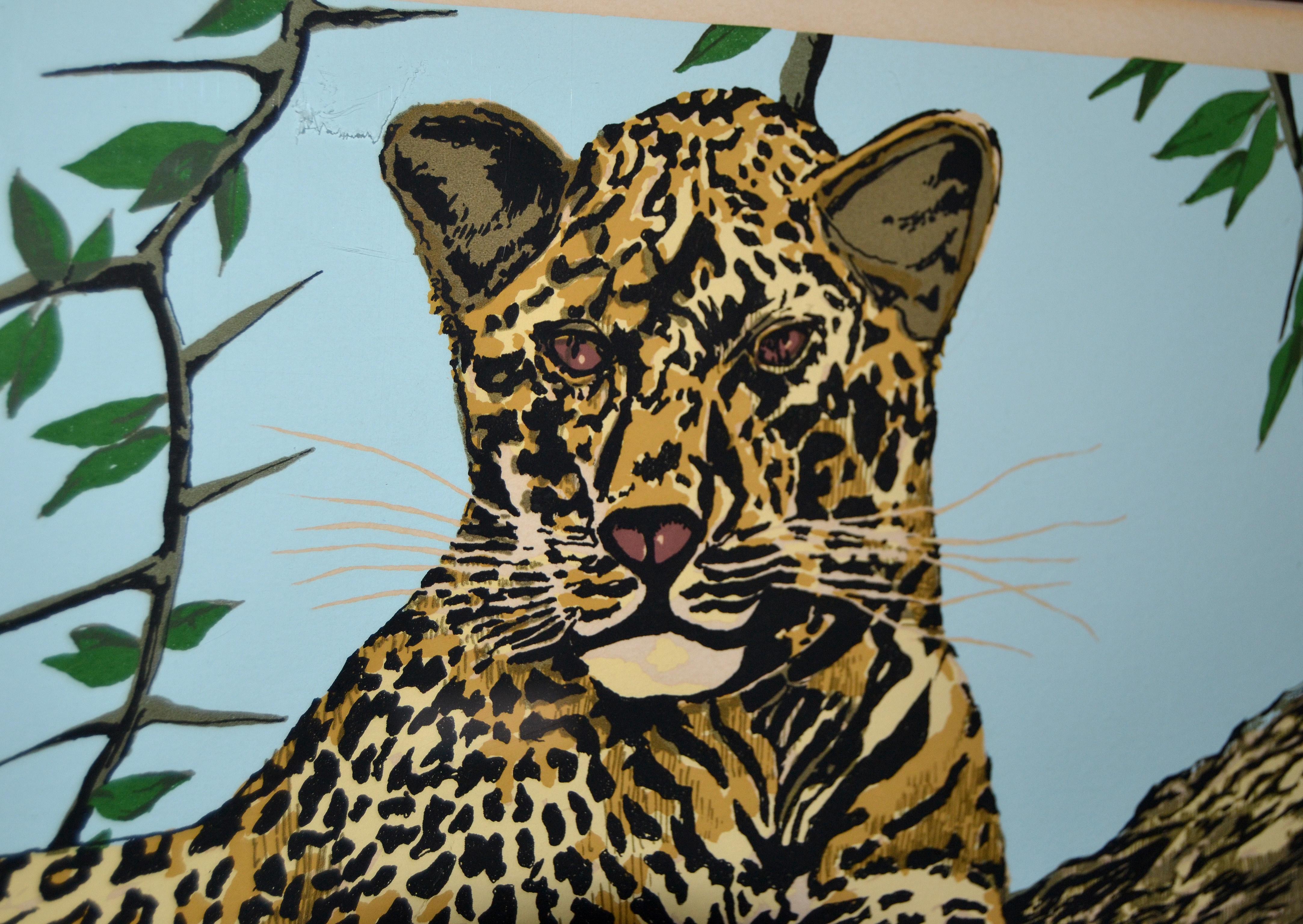 Original Lithographie Cheetah, signiert vom Künstler Mac Couley (Moderne der Mitte des Jahrhunderts) im Angebot