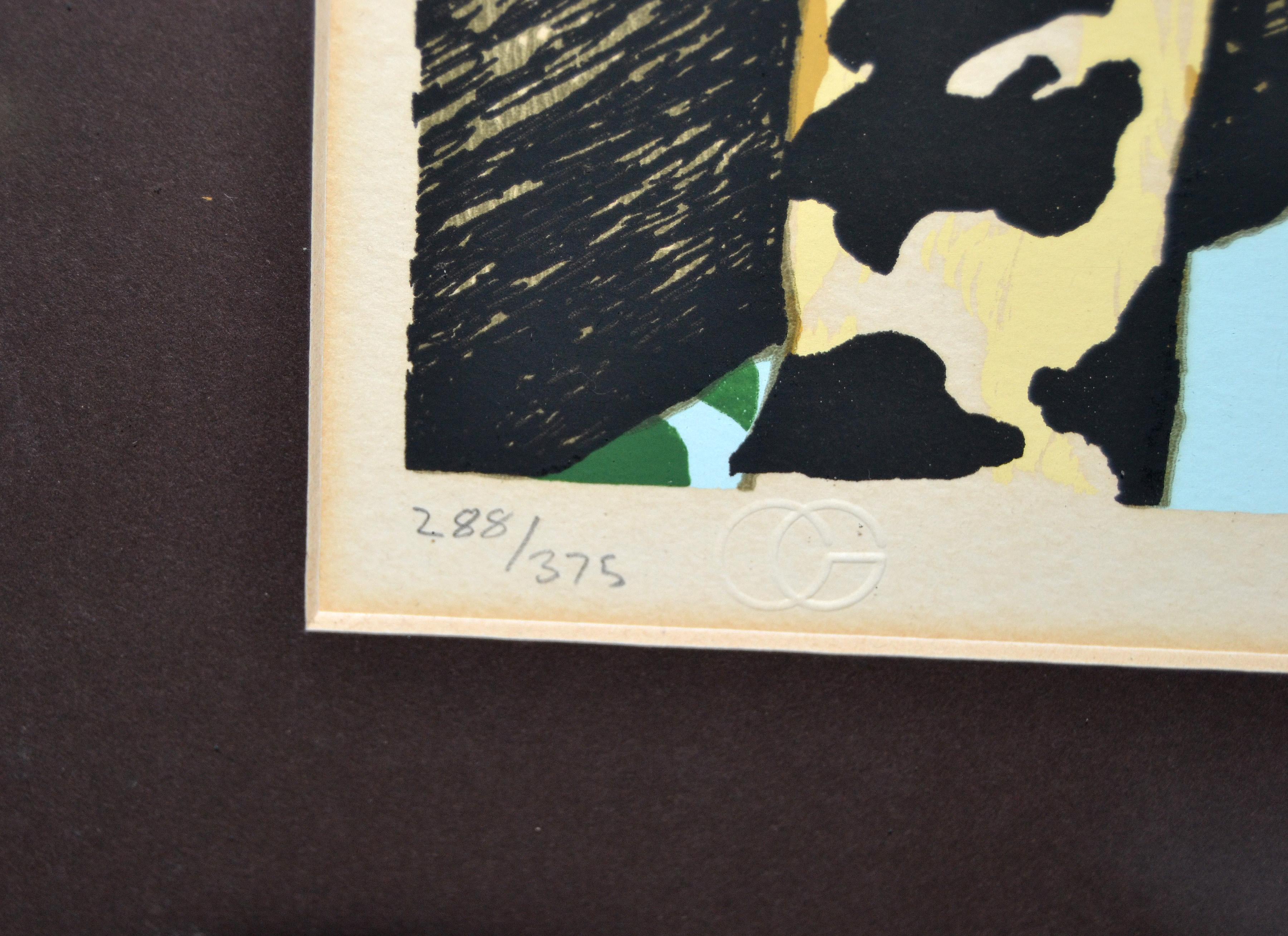 Bois Lithographie originale de guépard signée par l'artiste Mac Couley en vente