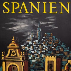 Original Lithograph German Travel Poster for Spain by Bernard Villemot c.1952