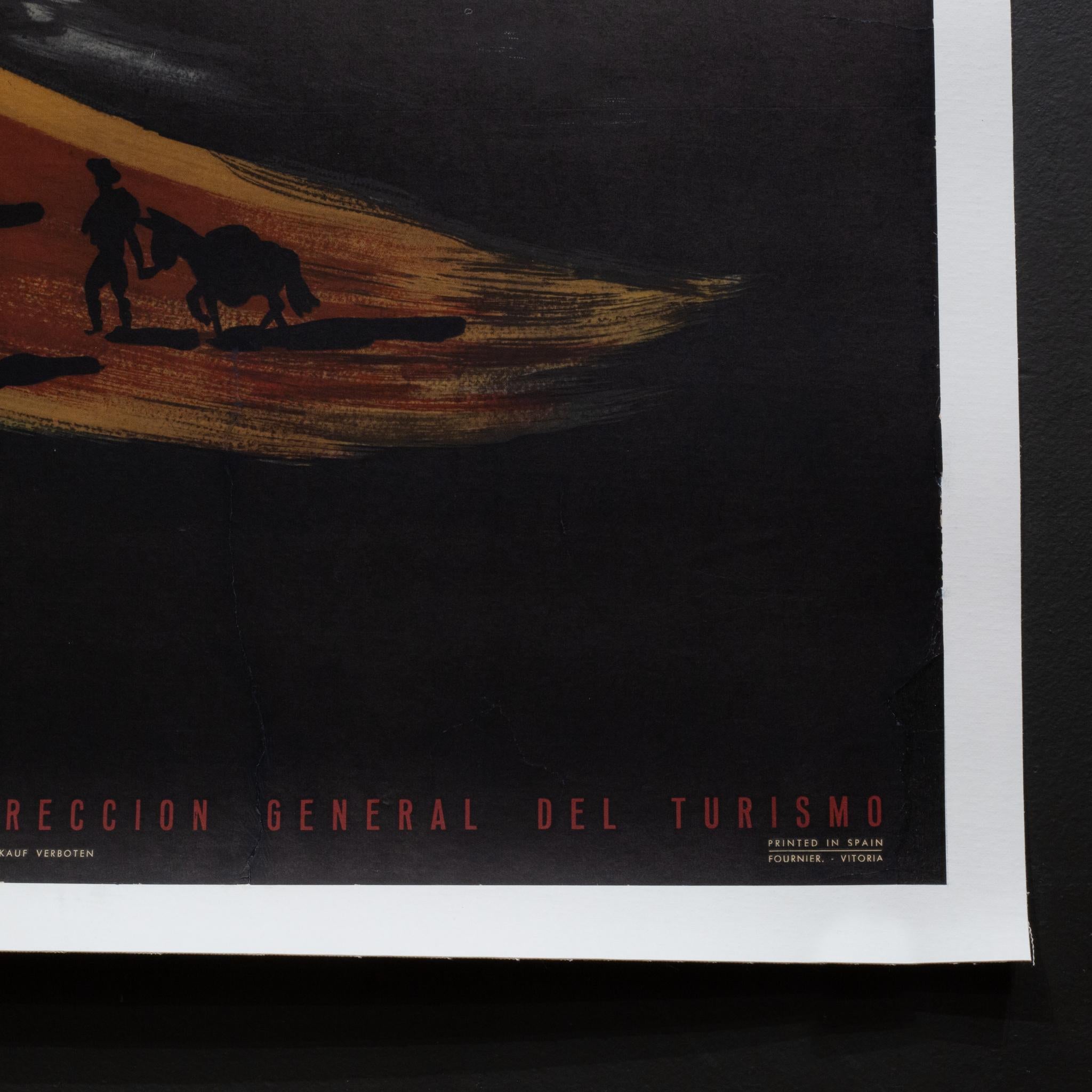 20ième siècle Lithographie originale de voyage allemande pour l'Espagne par Bernard Villemot vers 1952 en vente