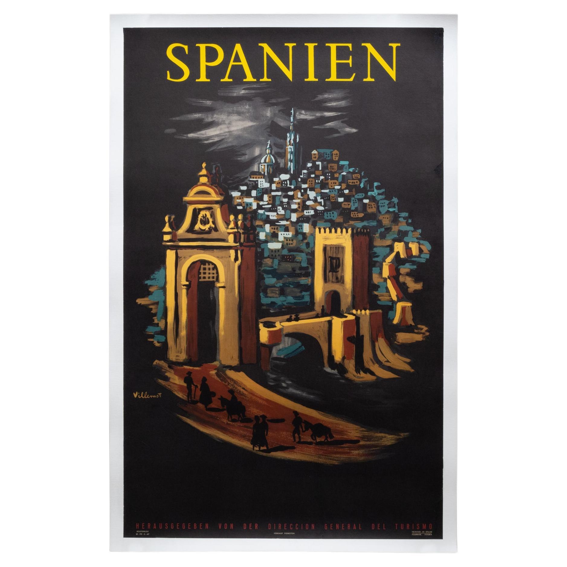 Lithographie originale de voyage allemande pour l'Espagne par Bernard Villemot vers 1952
