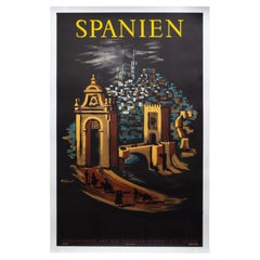 Poster di viaggio originale in litografia per la Spagna di Bernard Villemot c.1952