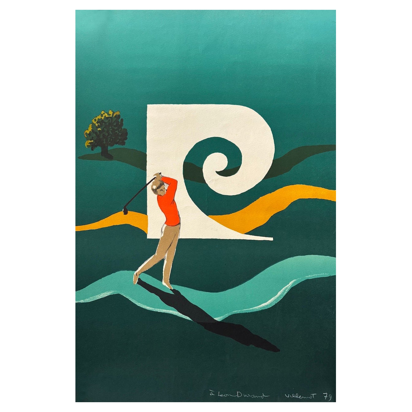 Litografia originale "Golf" di Villemot