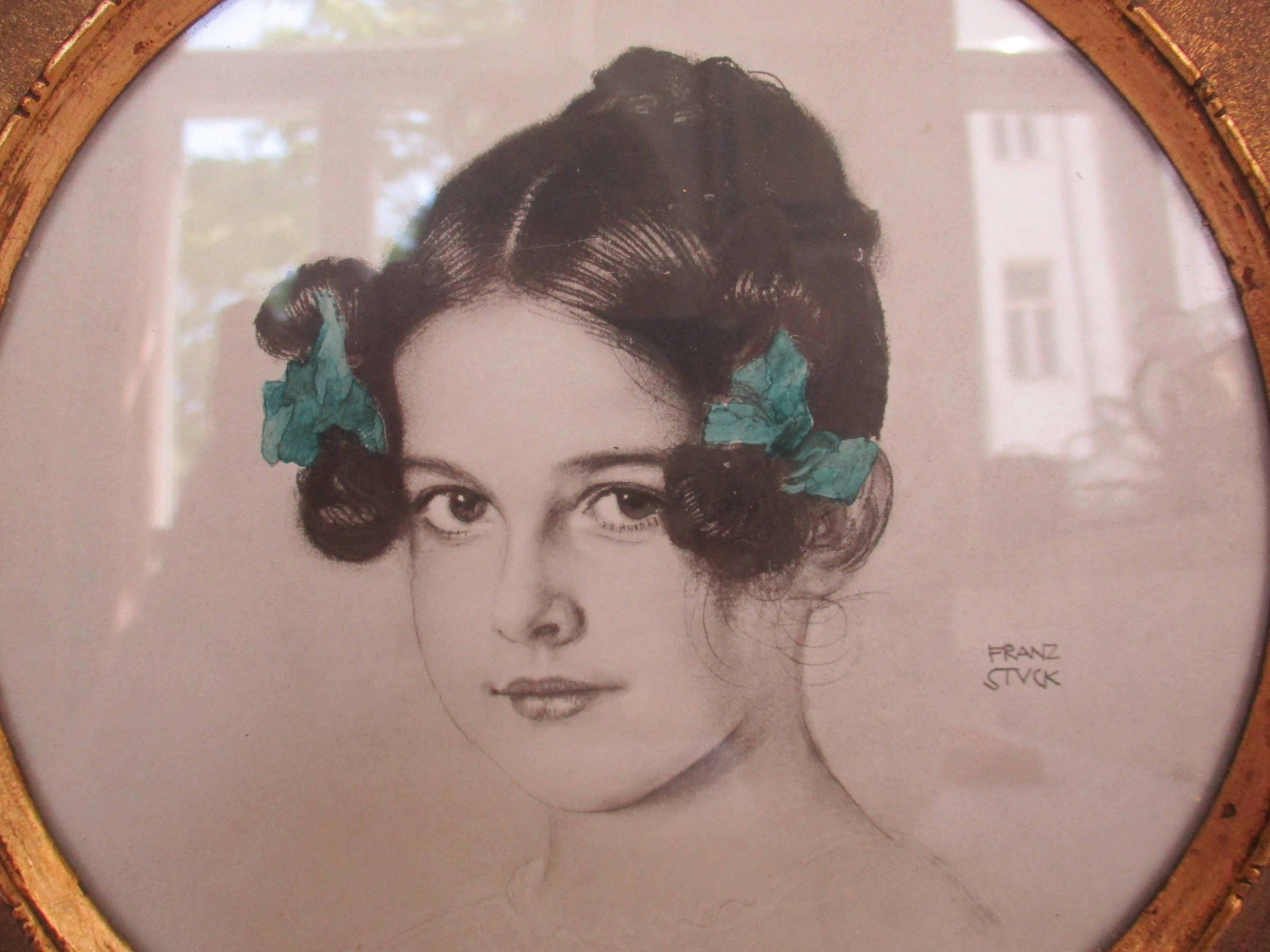 Art Nouveau Original lithograph of Franz Stuck´s Daughter For Sale