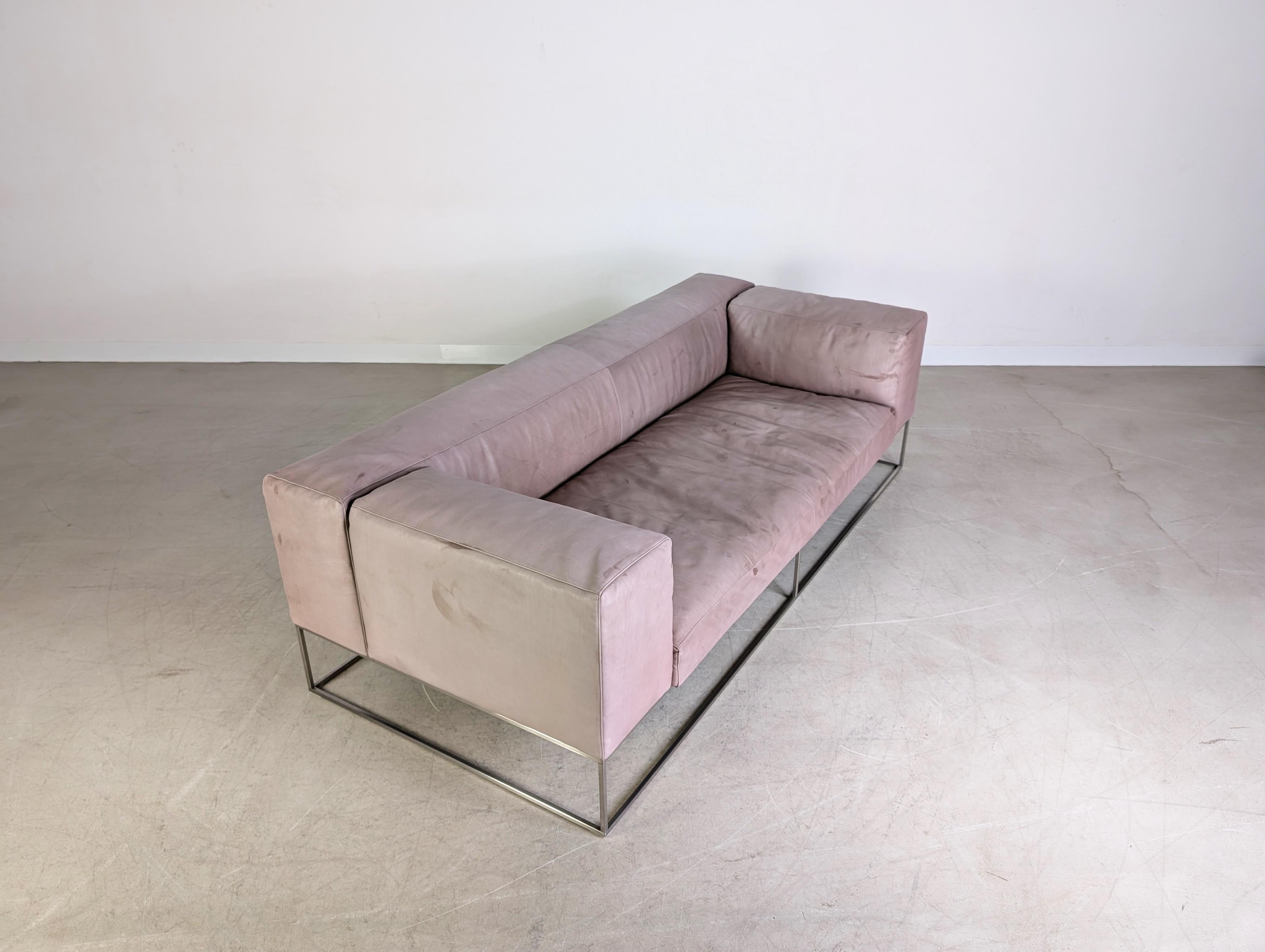 Leather Original Living Divani Ile Cube Leder Sofa Couch Zweisitzer Design For Sale