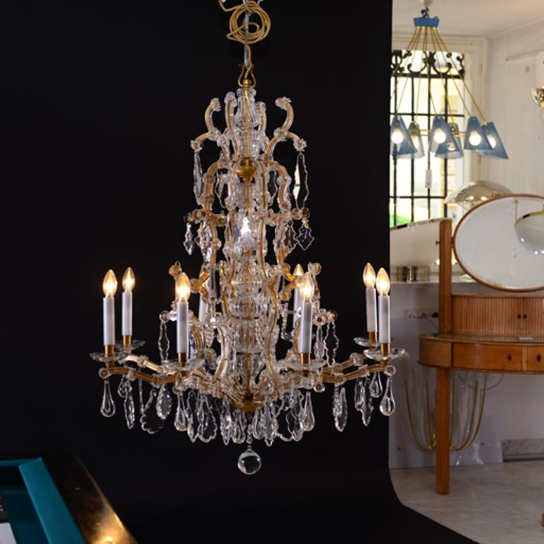 Austrian Original Lobmeyr, Maria-Theresia Parlor Chandelier, circa 1920 For Sale