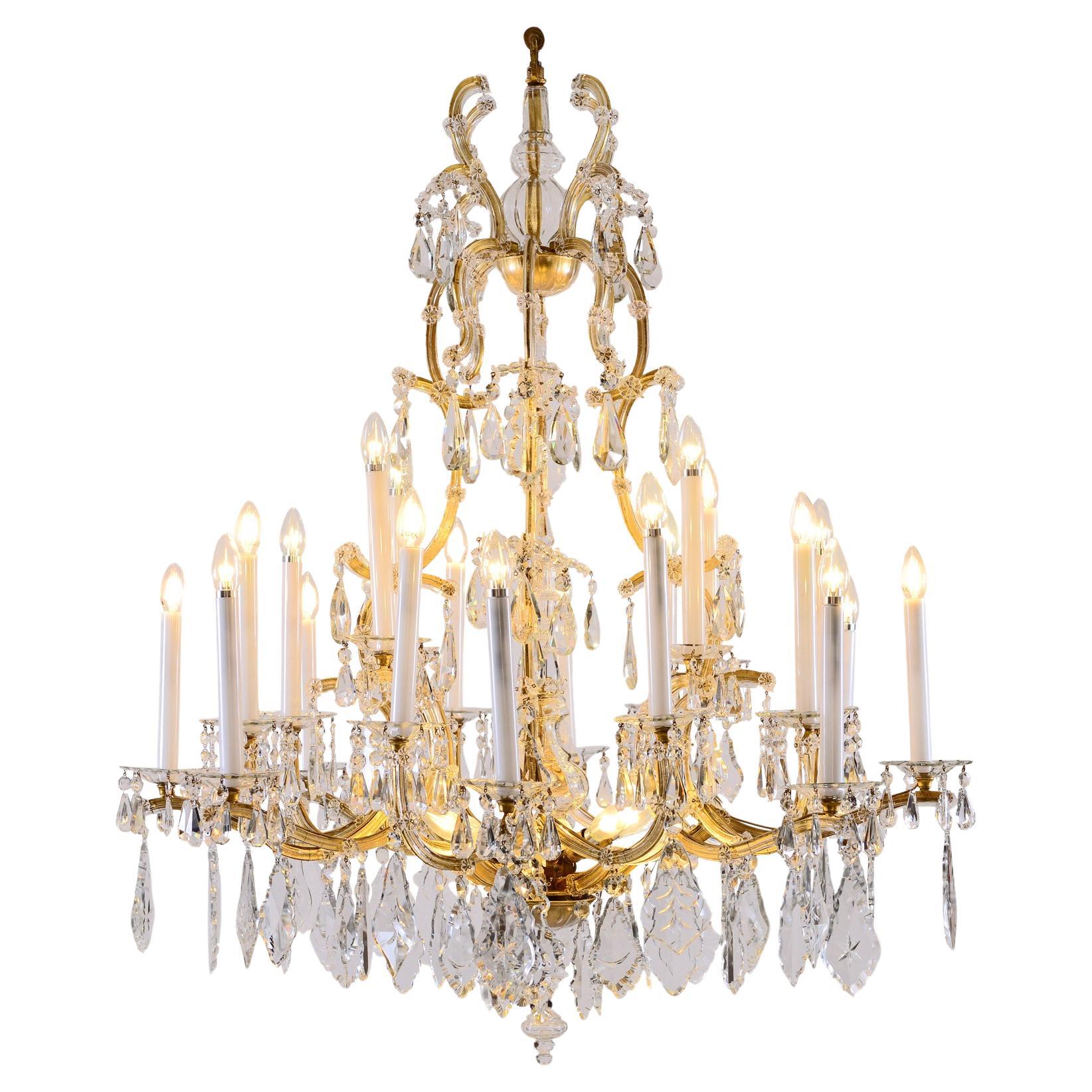 Original Lobmeyr Maria Theresien Crystal Chandelier, Richly Decorated 28 Lights For Sale