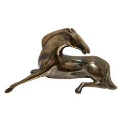 Original Loet Vanderveen "Reclining Horse" Bronze Wildlife Sculpture