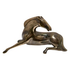 Vintage Original Loet Vanderveen "Reclining Horse" Bronze Wildlife Sculpture