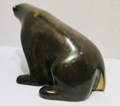 Original Loet Vanderveen "Small Polar Bear" 2 Tone Bronze Wildlife Sculpture