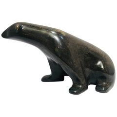 Original Loet Vanderveen "Small Polar Bear" 2 Tone Bronze Wildlife Sculpture