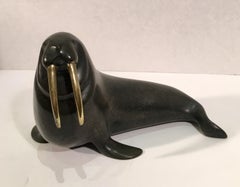 Original Loet Vanderveen "Walrus" Bronze 2 Tone Wildlife Sculpture