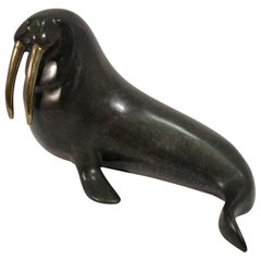 Original Loet Vanderveen "Walrus" Bronze 2 Tone Wildlife Sculpture